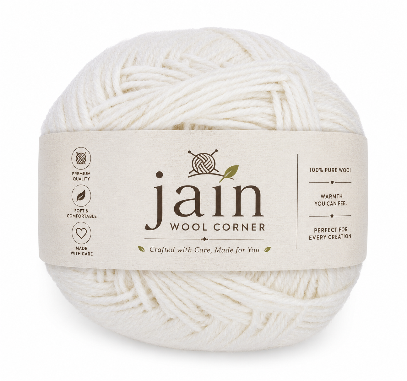Pure cream wool yarn skein — Jain Wool Corner